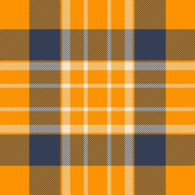 Klasik ekose desenli turuncu, lacivert ve bej. Tekstil, arkaplan veya grafik tasarım projeleri için mükemmel çok yönlü, zamansız bir tasarım.
