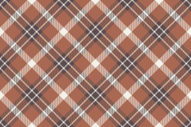 Düzenli doku kumaş ekoseli, çıktılı arka plan şablon vektörü. Kürklü, turuncu ve pastel renk paleti ile kusursuz bir kontrol..