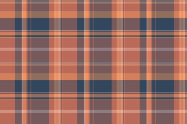 Erkek gömleği tartan arka plan vektörü, kaliteli doku kontrolü kumaşı. Ekose desenli turuncu ve pastel renkli kumaş paleti..