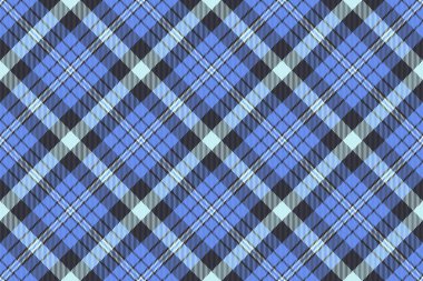 Cadılar Bayramı kumaşı, deniz mavisi tartan vektör deseni. Mavi ve pastel renk paletinde tekstil denetimi.