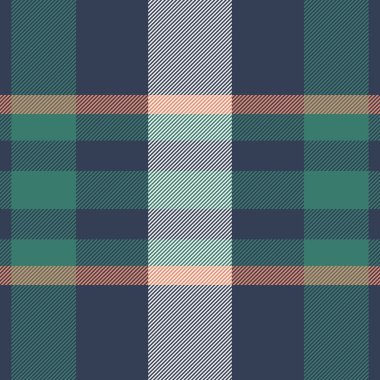 Klasik ekose desenli yeşil, lacivert ve mercan. Özgeçmiş, giyim ya da tekstil tasarımları için çok yönlü tasarım. Modern renk paleti ile zamansız biçim.