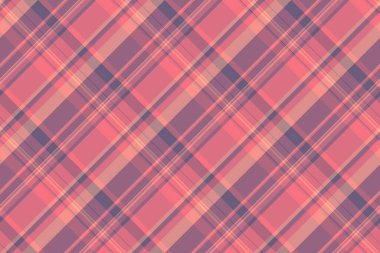 Papatya desenli, ekose desenli, dikişsiz kumaş. Birincil vektör arkaplan kumaşı kırmızı ve pembe renk paletinde tartan.