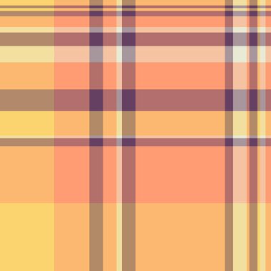 Taslak kumaş vektörü pürüzsüz, kadınsı desenli tartan dokusu. Turuncu ve kırmızı renk paletinde tekstil ekoseli arkaplanı yumuşak kontrol et.