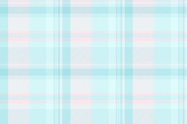 Fabrika desenli kumaş kumaş, kanepe şablonu kontrolü. Renkli ekose tekstil vektörü ışık ve açık renkli cyan renk paletinde pürüzsüz.