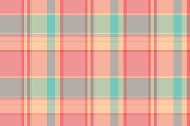 Tuvalsiz ekose desen, pencere vektör dokusu kontrolü. Paskalya tekstil arka plan tartan kumaşı kırmızı ve pastel renk paleti.