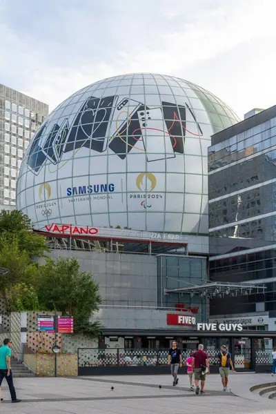 stock image Paris, France - August 4, 2024: Samsung 2024 Olympic Branding on Le Dome in La Defense area