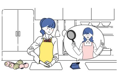 Video izlerken liseli kızların yemek pişirme sanatı