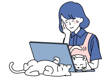 İşi kedi tarafından sekteye uğrayan bir kadının klip sanatı.