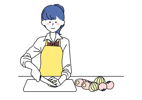 Clipe Arte Ensino Médio Menina Cozinhar — Vetor de Stock