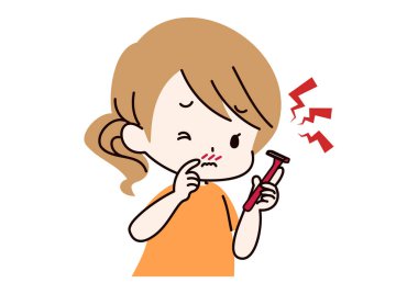 Ustura yanığından muzdarip bir kadının klip sanatı