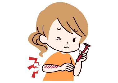 Ustura yanığından muzdarip bir kadının klip sanatı