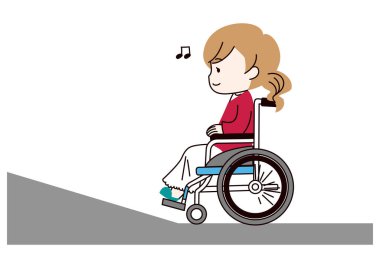 Rampadaki ve tekerlekli sandalyedeki kadın klip sanatı