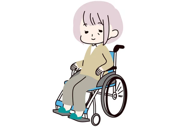 Sztuka Klipu Uśmiechniętej Starszej Kobiety Wózku Inwalidzkim — Wektor stockowy
