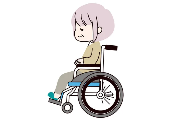 Illustration Senior Woman Wheelchair Seen Side — Stock Vector