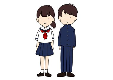 Erkek ve kız ortaokul öğrencilerinin klip sanatı yan yana durmaktadır.