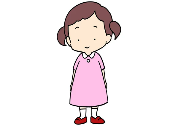 幼稚园女孩笔直站立的剪贴画 — 图库矢量图片