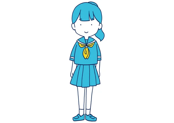 Clip Art Girl Junior High School Standing Straight — Stock Vector