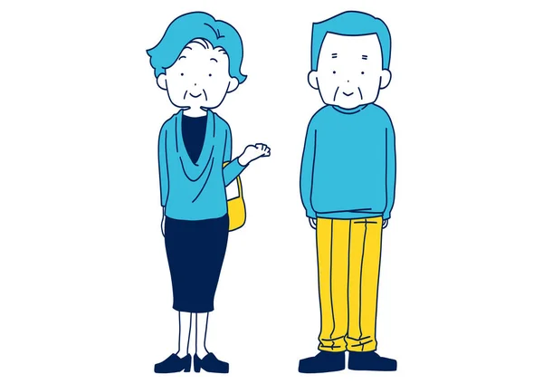 Clip Art Von Älteren Mann Und Frau Nebeneinander Stehen — Stockvektor