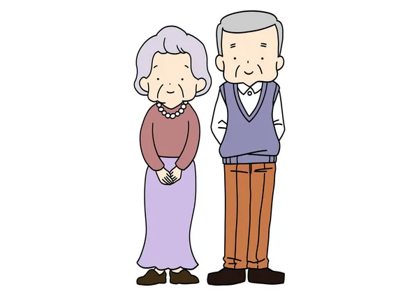 Clip Art Von Älteren Mann Und Frau Nebeneinander Stehen — Stockvektor