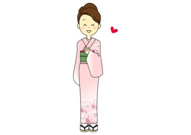 Kimonolu bir kadının klip sanatı