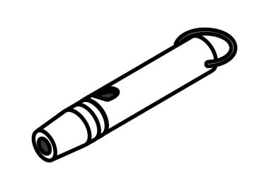 Kurtarma ve hayatta kalma durumlarında sinyal vermek için taşınabilir bir acil durum düdüğünün vektör çizimi, şeffaf bir arka planda oluşturuldu.