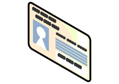 Çip ve fotoğraflı resmi bir kimliğin Isometric vektör çizimi.