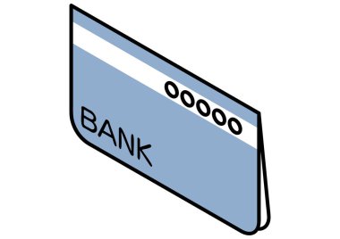 Kişisel finans yönetimi için hesap detaylarını gösteren bir banka hesap cüzdanının Isometric vektör illüstrasyonu.