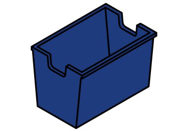 Kapağı açık ve içi boş mavi bir kutunun Isometric illüstrasyonu