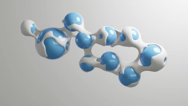 抽象3Dレンダリングモーションデザイン 液体バブルメタスフィアボールトランジション変形 壁紙アニメーションビジネスプレゼンテーション 青い光沢と白い要素 — ストック動画