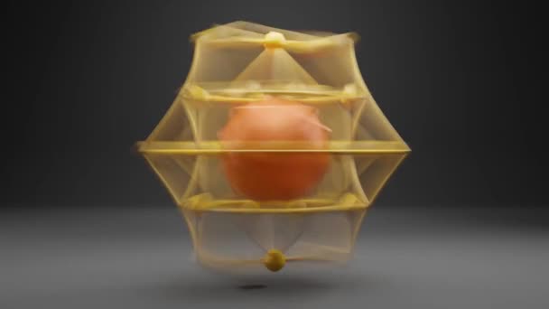 科幻小说立方图形背景 量子处理器的核心 在球网中立方体的表示 3D渲染现代抽象 — 图库视频影像