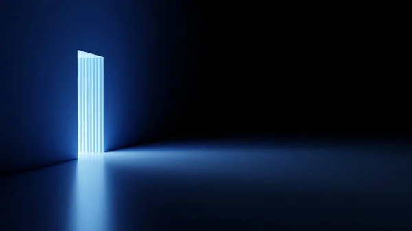Lumière Bleue Vient Des Portes Ouvertes Dans Une Pièce Sombre Photo De Stock