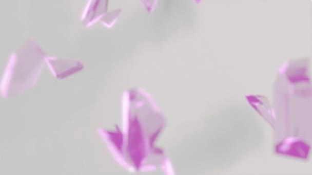 Eisrosa Titel Aus Zerbrochenen Kristallstücken Verbinden Sich Auf Weißem Hintergrund — Stockvideo