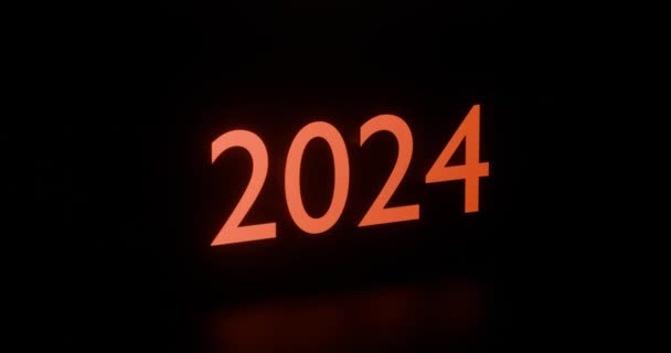 Κόκκινος Αριθμός Νέον 2024 Σύμβολο Του Νέου Έτους Περιστρέφεται Γύρω — Αρχείο Βίντεο