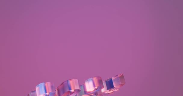 2024玻璃制品新年快乐动画 很好的庆祝活动 信息和节日 紫色背景 3D渲染 — 图库视频影像