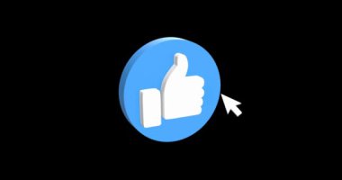 Benzer düğmesinin animasyonu imlece basılarak, parmak yukarı. Alfa kanalı ve yeşil krom anahtar. 3 Boyutlu Hazırlama.