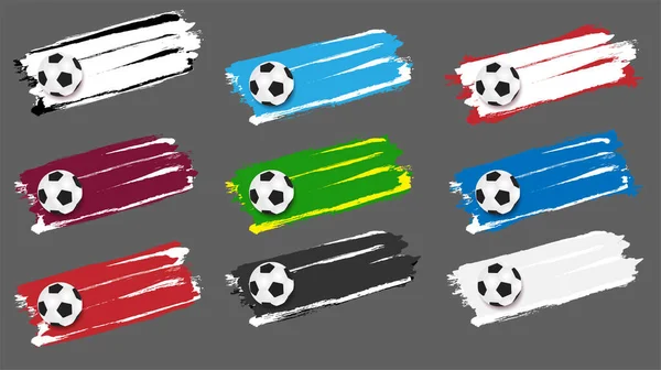 Vector Brush Strokes Football Cup 2022 Soccer Ball Sport Poster — Stock Vector
