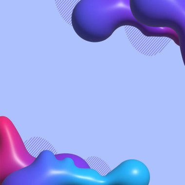 3D pankartlar dinamik renkli formlar ve akan sıvı şekillerle soyut modern geometrik grafik ögesi
