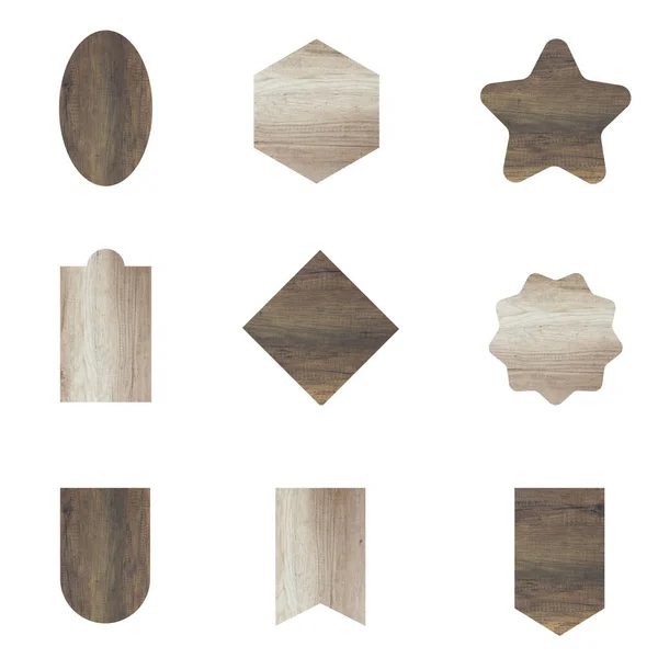 Zestaw Tagów Sprzedaży Drewna Tekstury Tła Drewniane Naklejki Cenami Rabatami — Zdjęcie stockowe