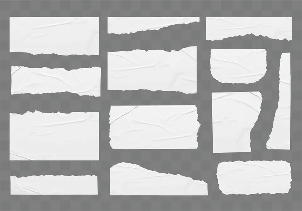 Vettore Strappato Bianco Adesivi Carta Modellare Banner Vuoti Etichette Modello — Vettoriale Stock