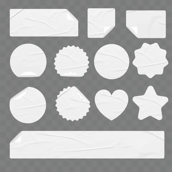 Stickers Vector Blanc Étiquettes Étiquettes Différentes Formes Design Créatif — Image vectorielle