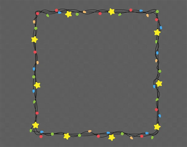 Vector Christmas Lights String Square Shape — Vector de stock