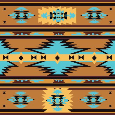 Geometrik kabile deseni turkuaz, altın, siyah ve topraksı kahverengi tonlardan oluşur.