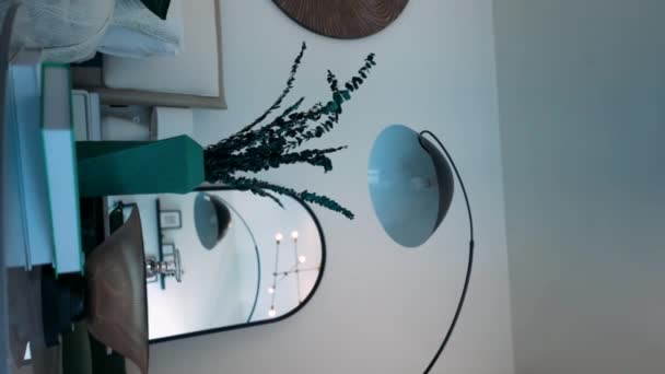 Interior Apartamentos Luxo Cores Cama — Vídeo de Stock