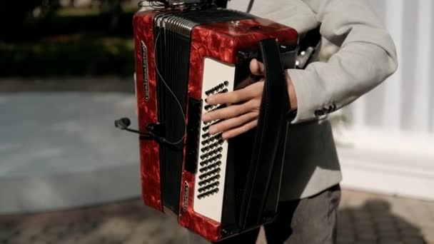 Artist Playing Accordion Event — Stock Video
