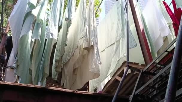 Favelas Com Lavanderia Mumbai Dhobi Ghat Mumbai 2024 — Vídeo de Stock