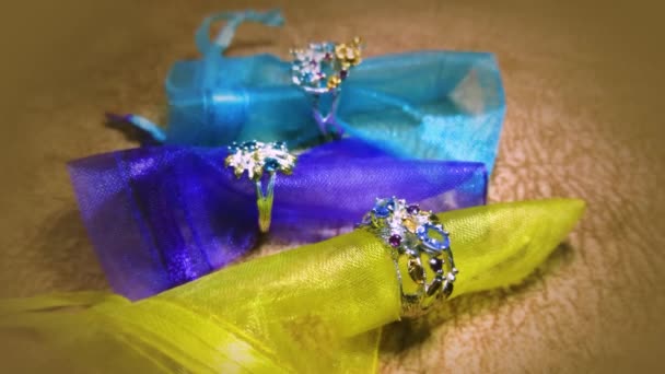 Berbagai Perhiasan Toko Cincin Gelang Anting Anting Dan Kalung Yang — Stok Video