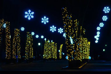 Parlayan ağaçlar, şehir parkındaki figürler.