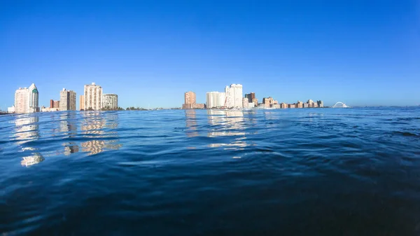 Durban Plážové Koupání Oceán Voda Fotografie Pohled Hotely Apartmány Rekreační — Stock fotografie