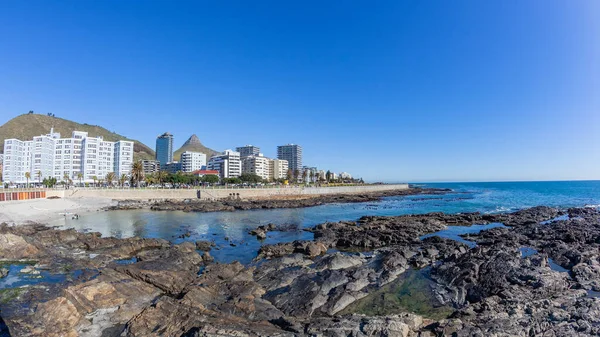 Cape Town Sea Point Atlantic Ocean Rocky Coastline Promenade Apartments — стоковое фото