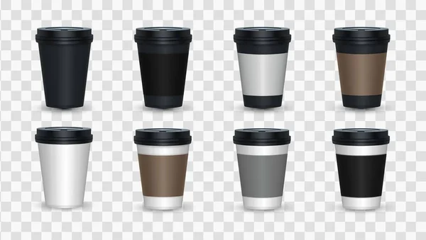 Kaffeetassen Auf Transparentem Hintergrund Kollektion Kaffeetassen Mockup Vorhanden Vector Template — Stockvektor